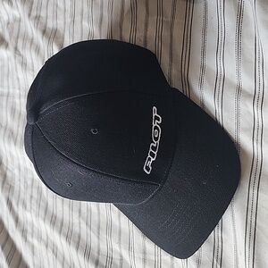 Pilot black velcro back hat